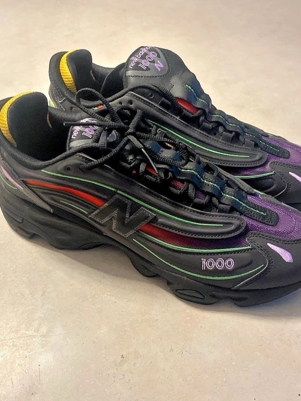 New Balance 1000 Black Multi-Color Reflective Black & Purple Sneakers